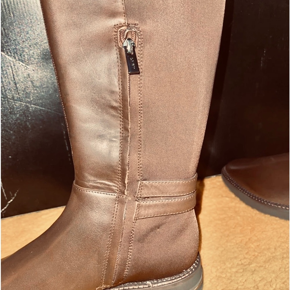 DKNY LENA - BOOT CALF BARK /BAR LEATHER RIDING WOMENS COLOR BROWN SIZE US 9 - Picture 8 of 9